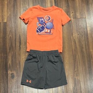 Under Armour Vibrant Orange Tee and Charcoal Shorts Set